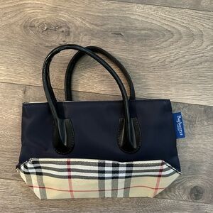 Burberrys Black and Cream Checkered Mini Bag